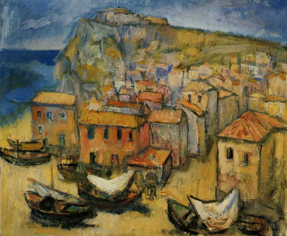 Paesagio di Scilla, sd 1943-’45,olio su tela, cm 50,6x60,7, Napoli, collezione privata